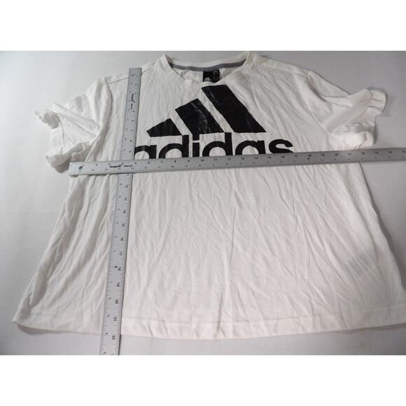 Adidas XL Big Boss Cropped Tee Shirt White Logo Ladies NWT Oversized Activewear - Picture 8 of 11